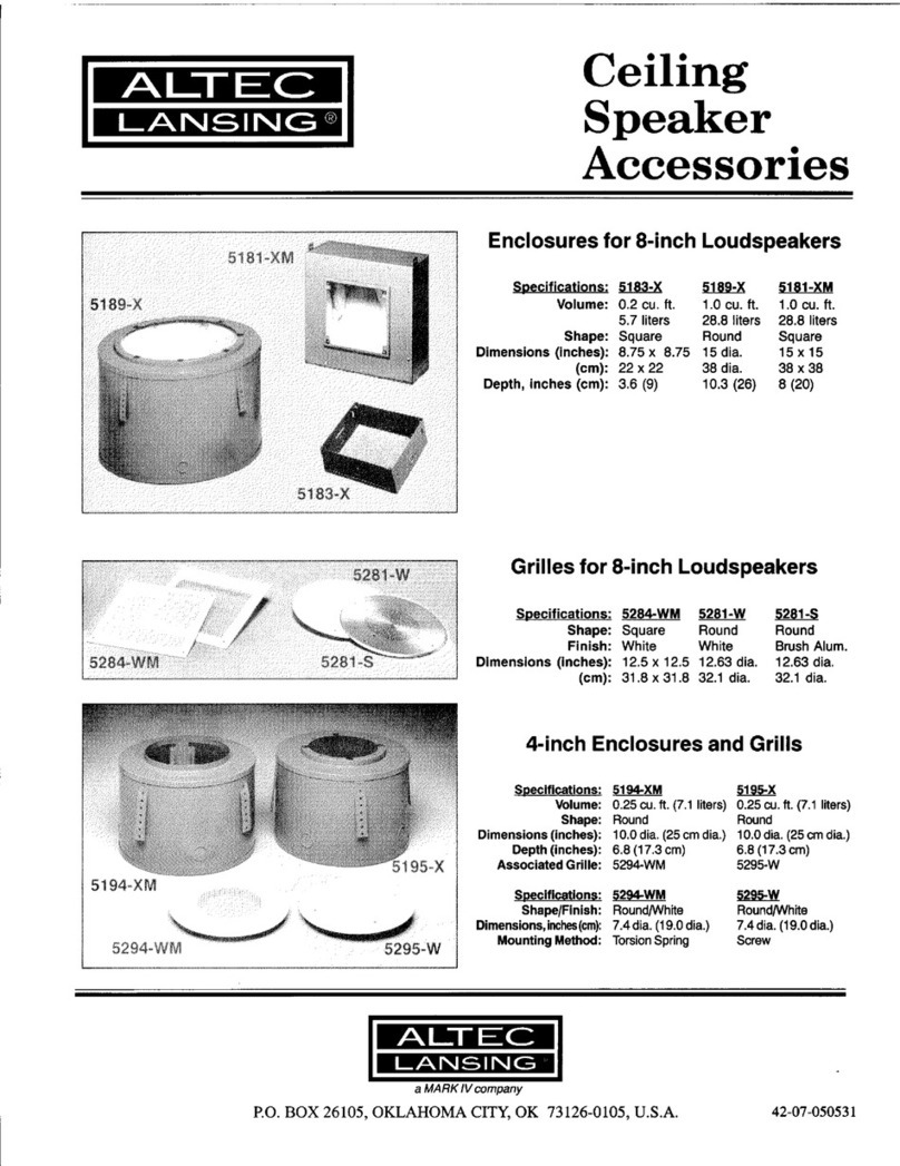 Altec Lansing 5294WM CEILING SPEAKER ACCESSORY User manual
