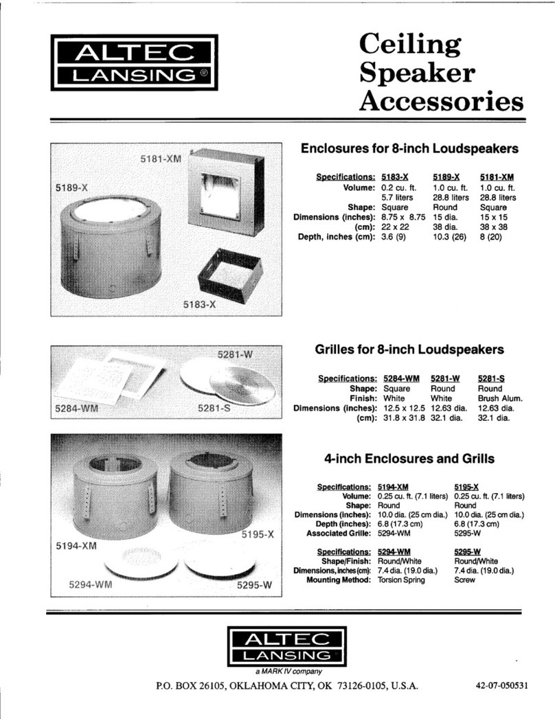 Altec Lansing 5194XM CEILING SPEAKER ACCESSORY manual Altec Lansing 5194XM CEILING SPEAKER ACCESSORY manual