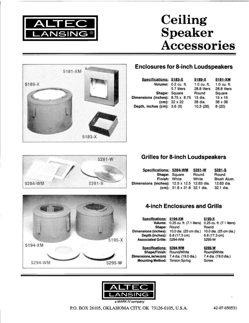 Altec Lansing 5284WM CEILING SPEAKER ACCESSORY manual