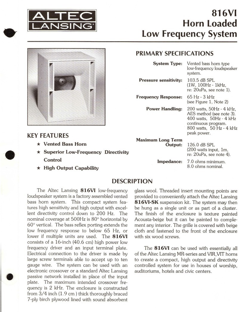Altec Lansing 816VI LF SPEAKER SYSTEM manual
