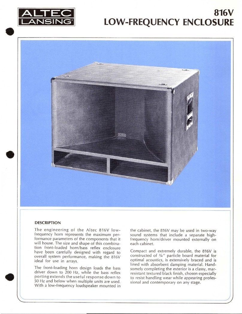 Altec Lansing 816V LF SPEAKER CABINET User manual