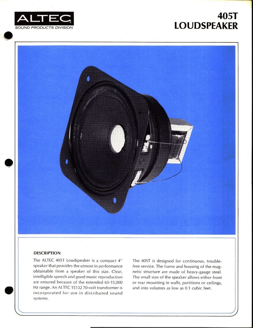 Altec 405T CEILING SPEAKER User manual