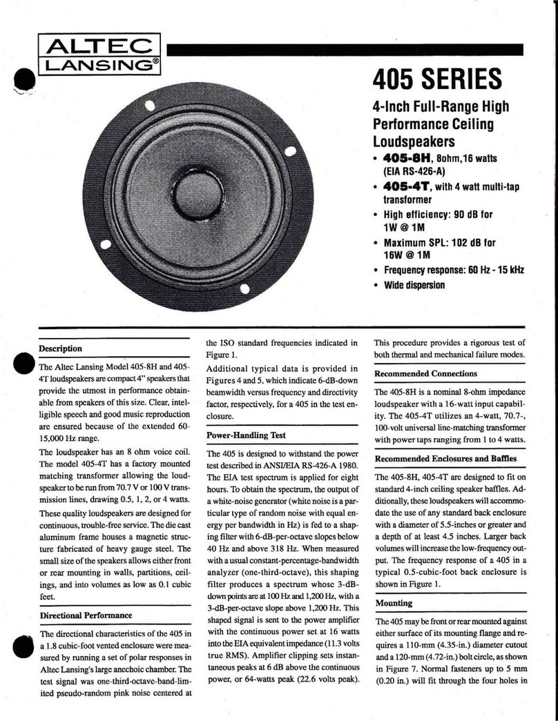 Altec Lansing 405 CEILING SPEAKER User manual Altec Lansing 405 CEILING SPEAKER User manual