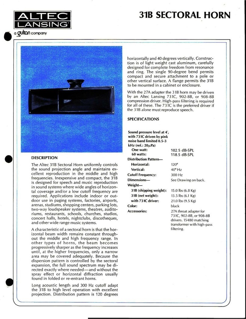 Altec Lansing 31B HF HORN User manual