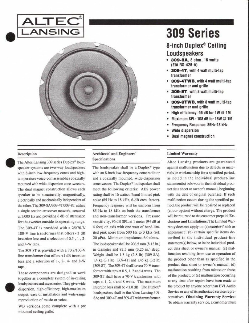 Altec Lansing 309 CEILING SPEAKERS User manual Altec Lansing 309 CEILING SPEAKERS User manual
