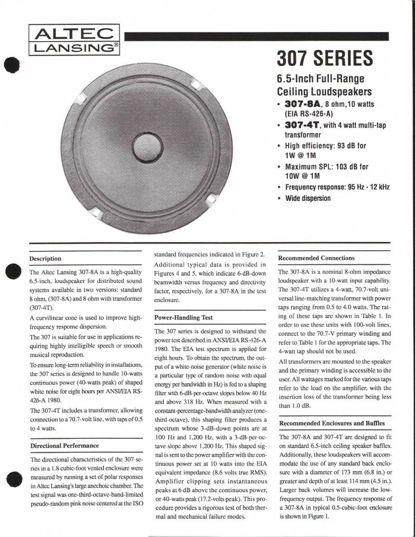 Altec Lansing 307 CEILING SPEAKERS User manual
