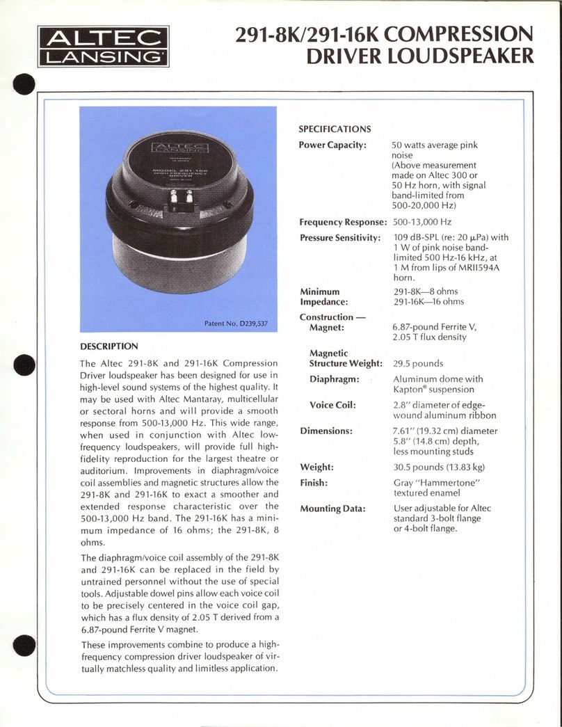 Altec Lansing 291-16K HF DRIVER User manual