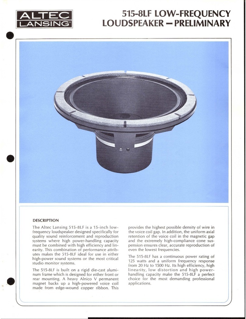 Altec Lansing 515-8LF LF SPEAKER manual