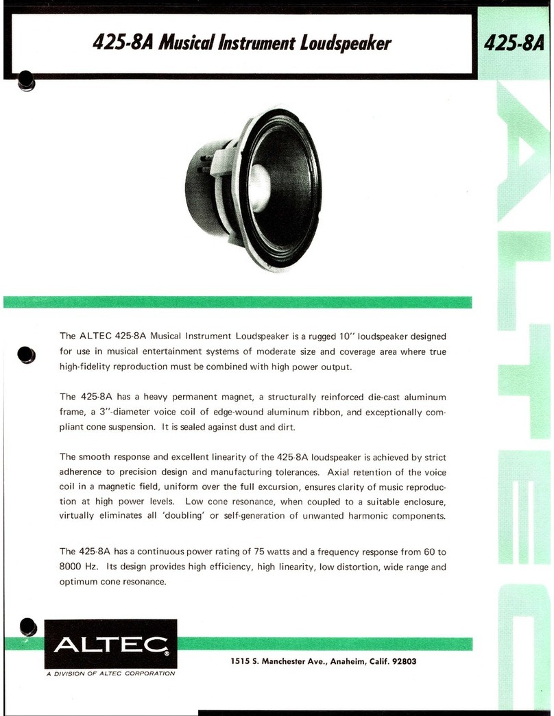 Altec 425-8A LF SPEAKER manual