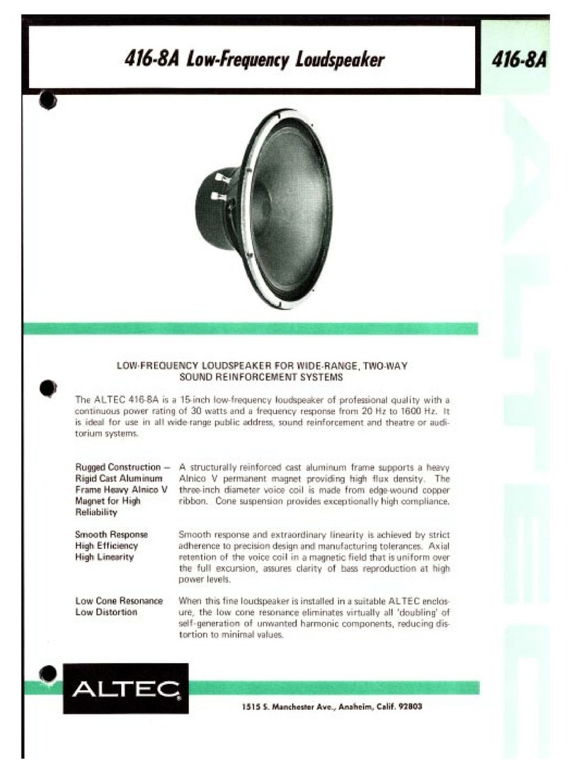 Altec Lansing 416 LF SPEAKER User manual