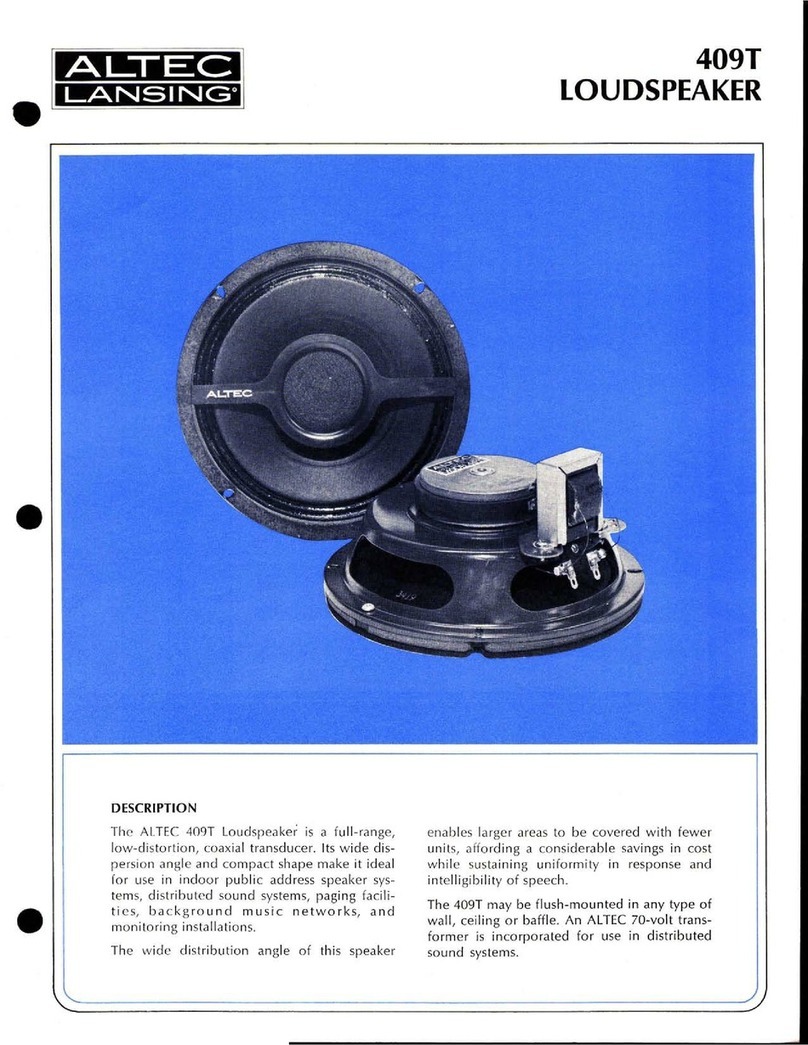 Altec Lansing 409T CEILING SPEAKER User manual