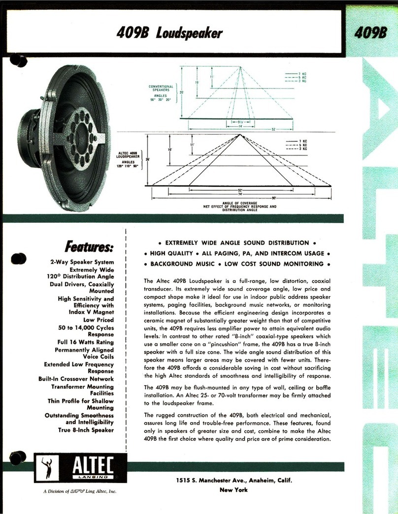 Altec Lansing 409B CEILING SPEAKER manual