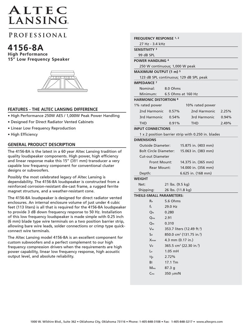 Altec Lansing 4156-8A LF SPEAKER User guide Altec Lansing 4156-8A LF SPEAKER User guide
