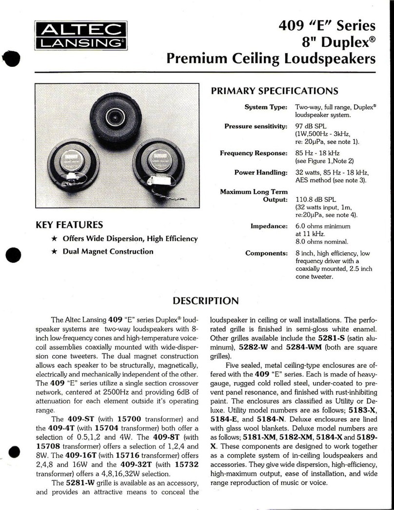Altec Lansing 409 E CEILING SPEAKERS manual