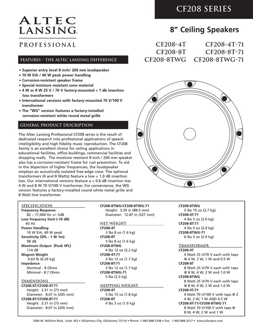Altec Lansing CF208 CEILING SPEAKER User manual