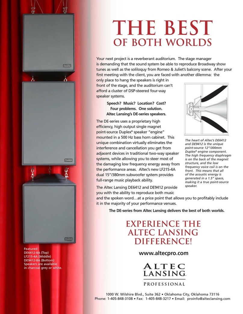 Altec Lansing DE SPEAKER SYSTEM User manual Altec Lansing DE SPEAKER SYSTEM User manual