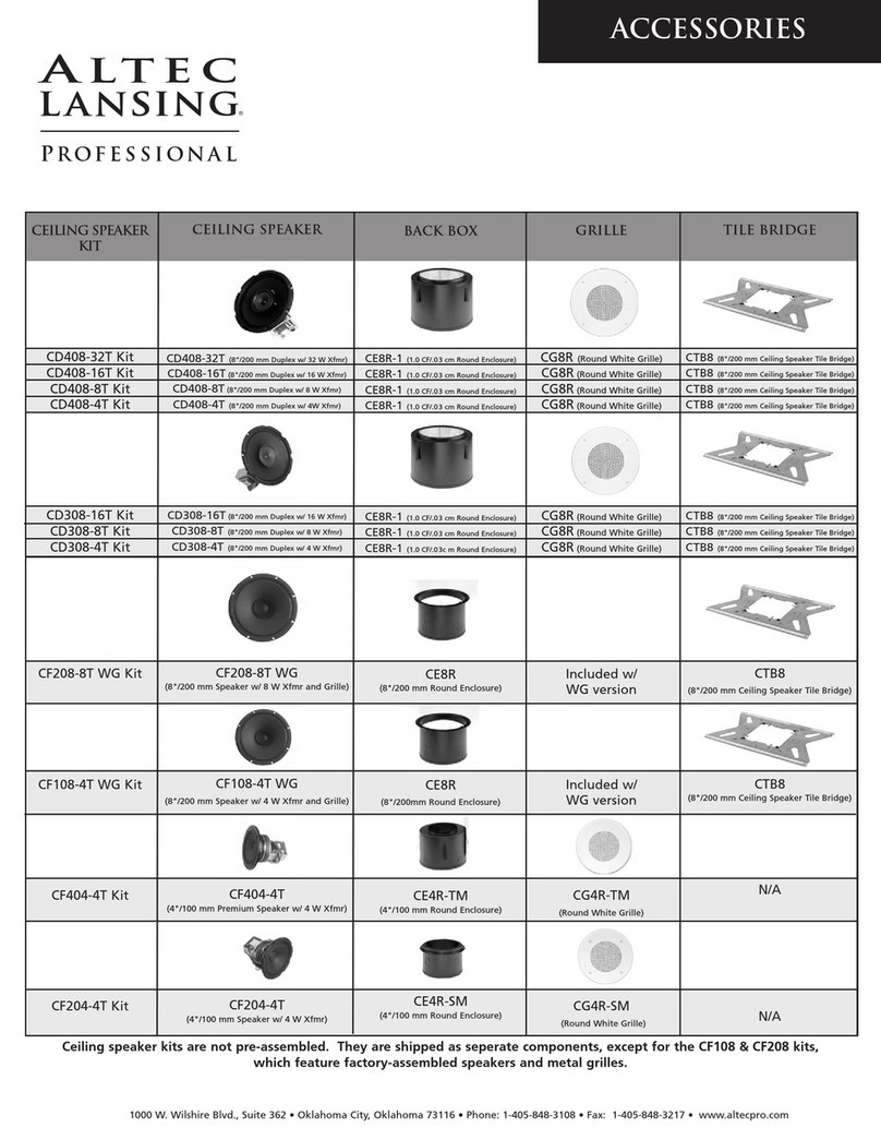 Altec Lansing CEILING SPEAKER ACCESSORIES User manual