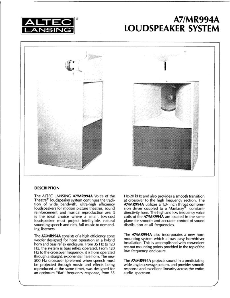 Altec Lansing A7-MR994A VOTT SPEAKER SYSTEM User manual