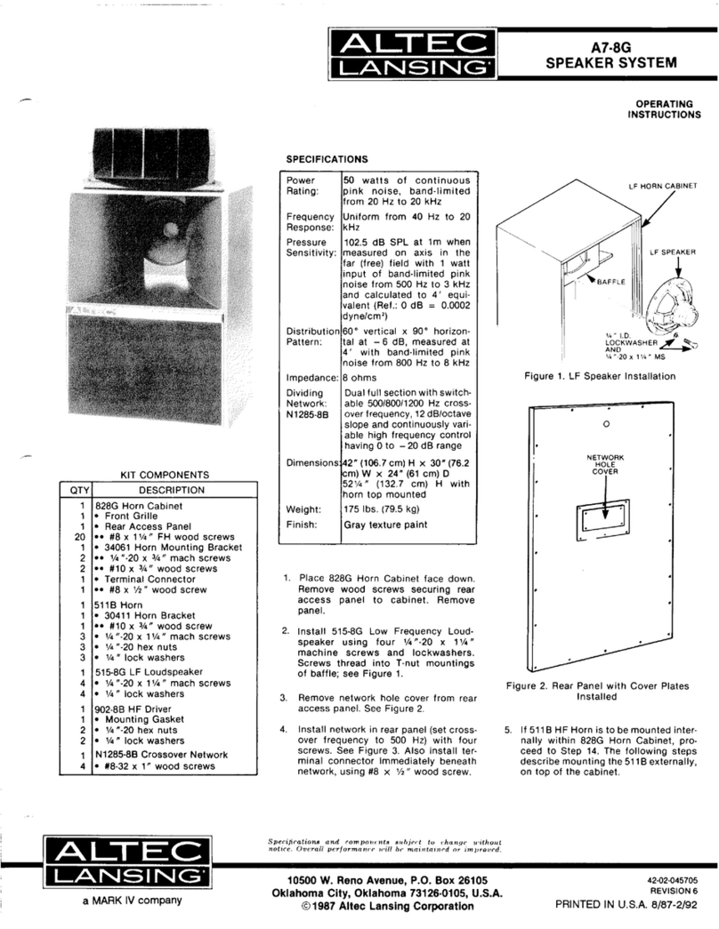 Altec Lansing A7-8G VOTT SPEAKER SYSTEM User manual Altec Lansing A7-8G VOTT SPEAKER SYSTEM User manual