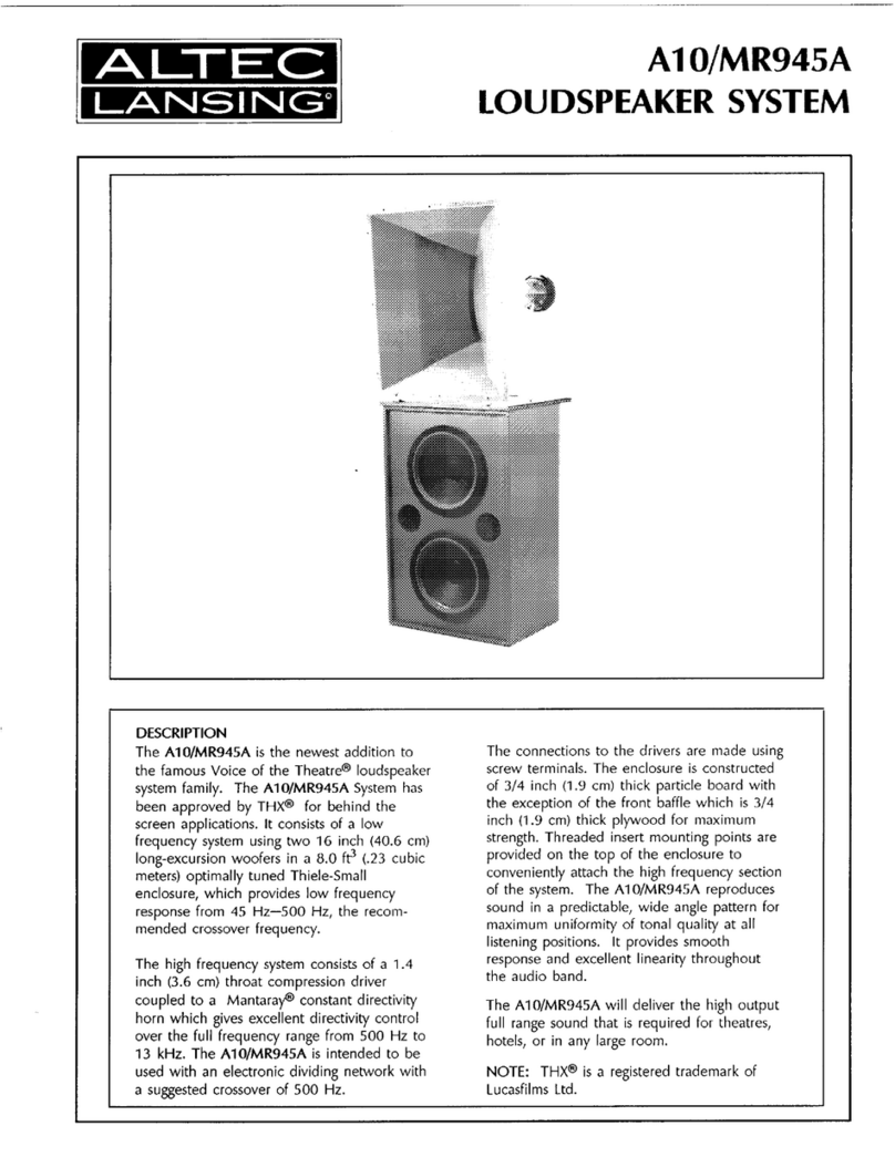 Altec Lansing A10-MR945A VOTT SPEAKER SYSTEM User manual Altec Lansing A10-MR945A VOTT SPEAKER SYSTEM User manual