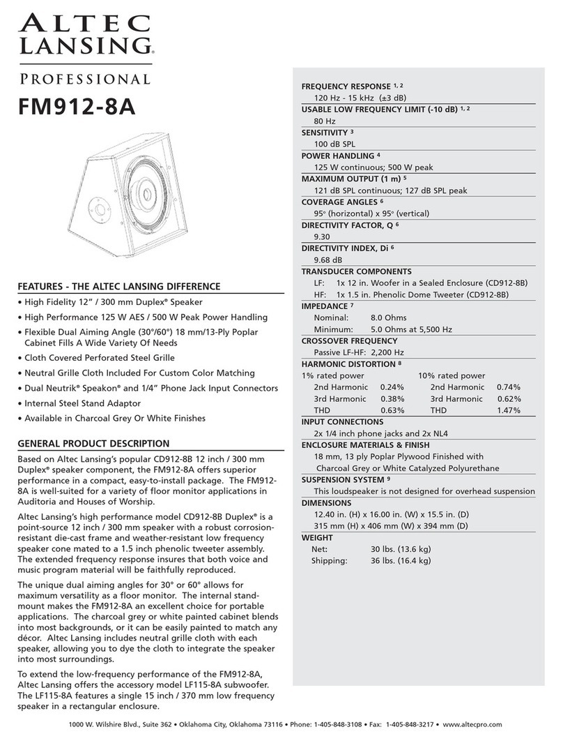 Altec Lansing FM912-8A SPEAKER SYSTEM User guide
