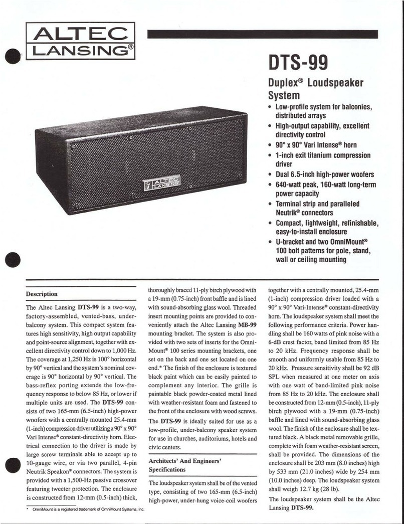 Altec Lansing DTS99 SPEAKER SYSTEM manual