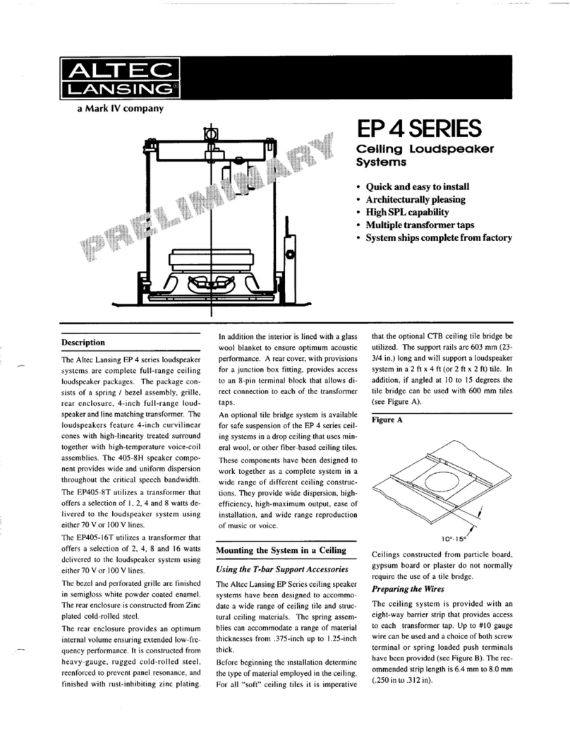 Altec Lansing EP4 CEILING SPEAKERS User manual