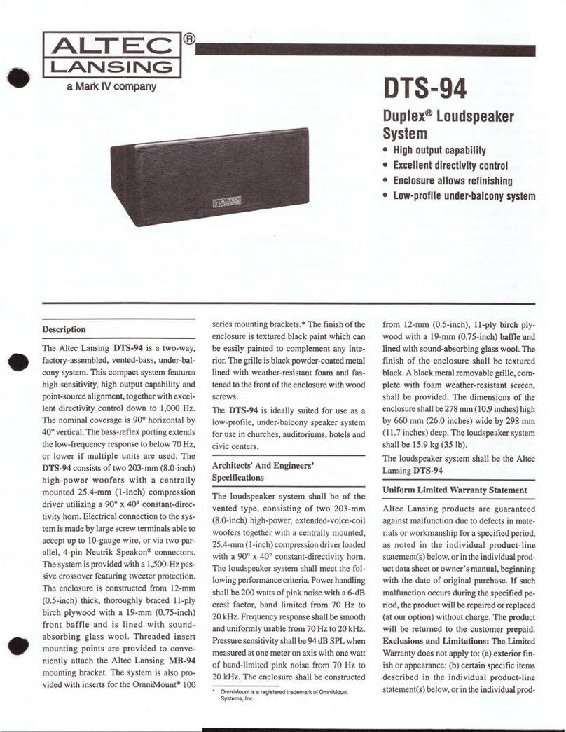 Altec Lansing DTS94 SPEAKER SYSTEM User manual