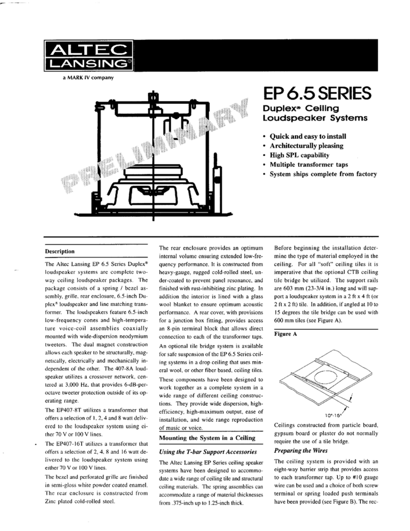 Altec Lansing EP65 CEILING SPEAKERS manual
