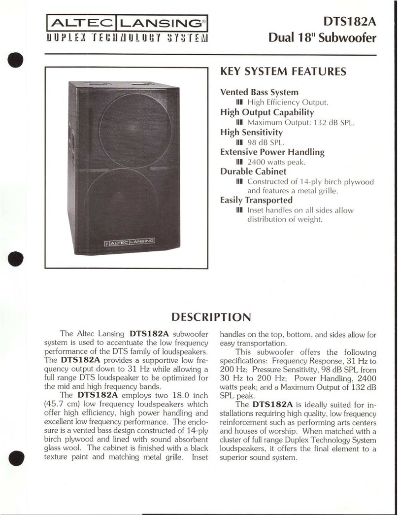 Altec Lansing DTS182A LF SPEAKER SYSTEM manual