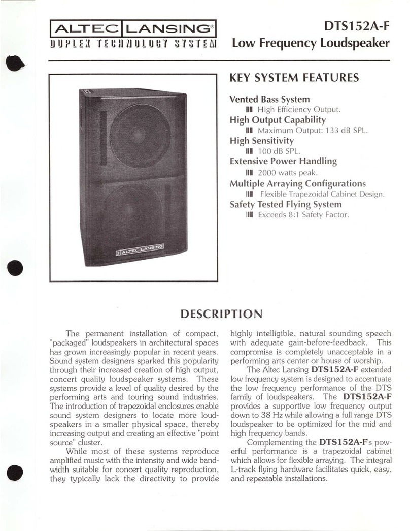 Altec Lansing DTS152A-F LF SPEAKER SYSTEM User manual Altec Lansing DTS152A-F LF SPEAKER SYSTEM User manual