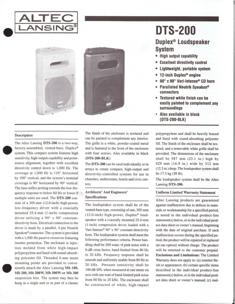 Altec Lansing DTS200 SPEAKER SYSTEM User manual
