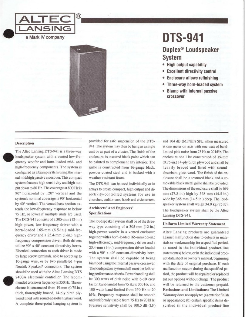Altec Lansing DTS-941 SPEAKER SYSTEM manual