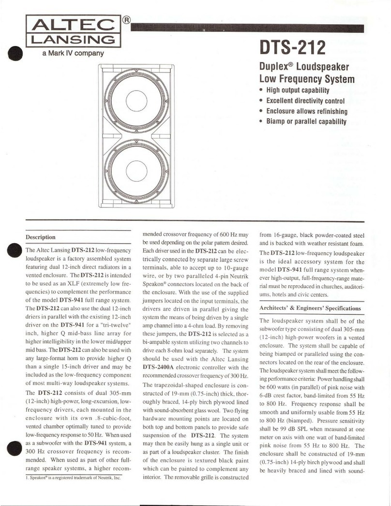 Altec Lansing DTS-212 SPEAKER SYSTEM User manual