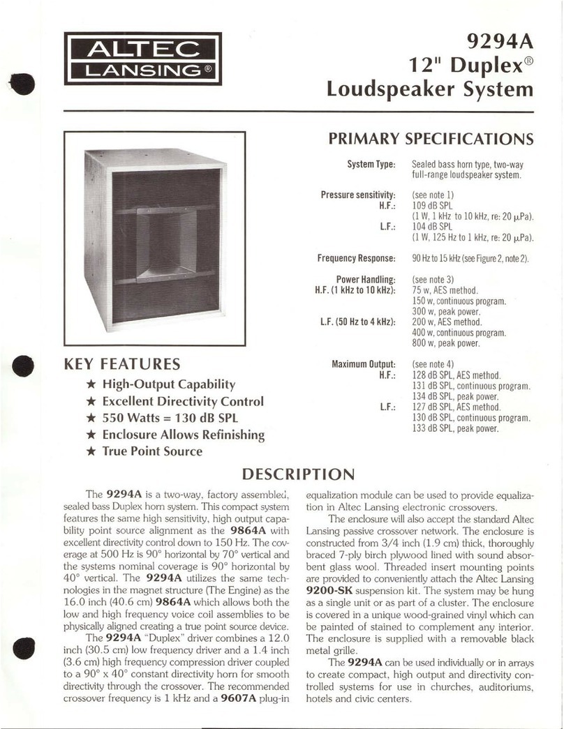Altec Lansing 9294A SPEAKER SYSTEM User manual