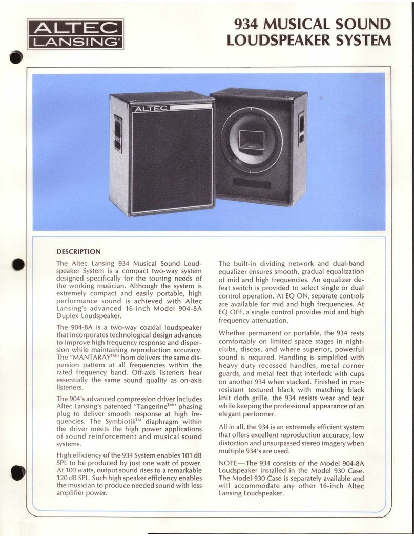 Altec Lansing 934 SPEAKER SYSTEM User manual