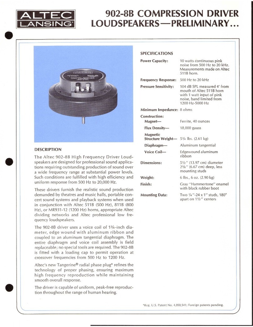 Altec Lansing 902-8B HF DRIVER User manual Altec Lansing 902-8B HF DRIVER User manual