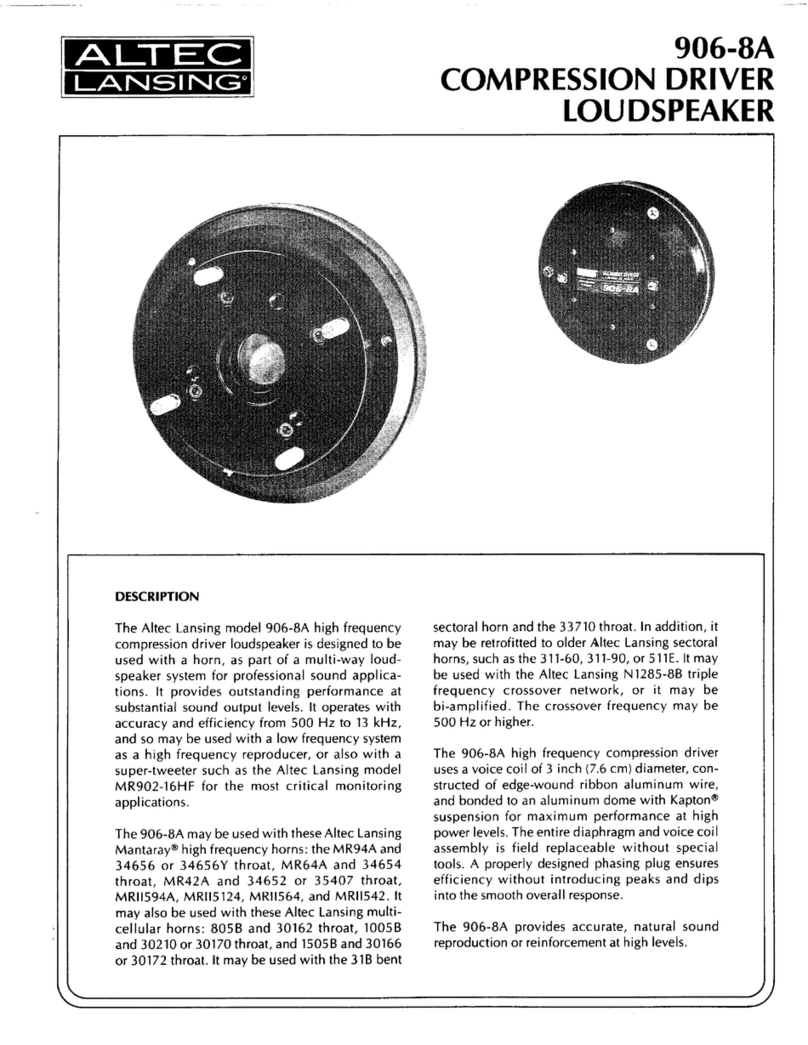 Altec Lansing 906-8A HF DRIVER User manual