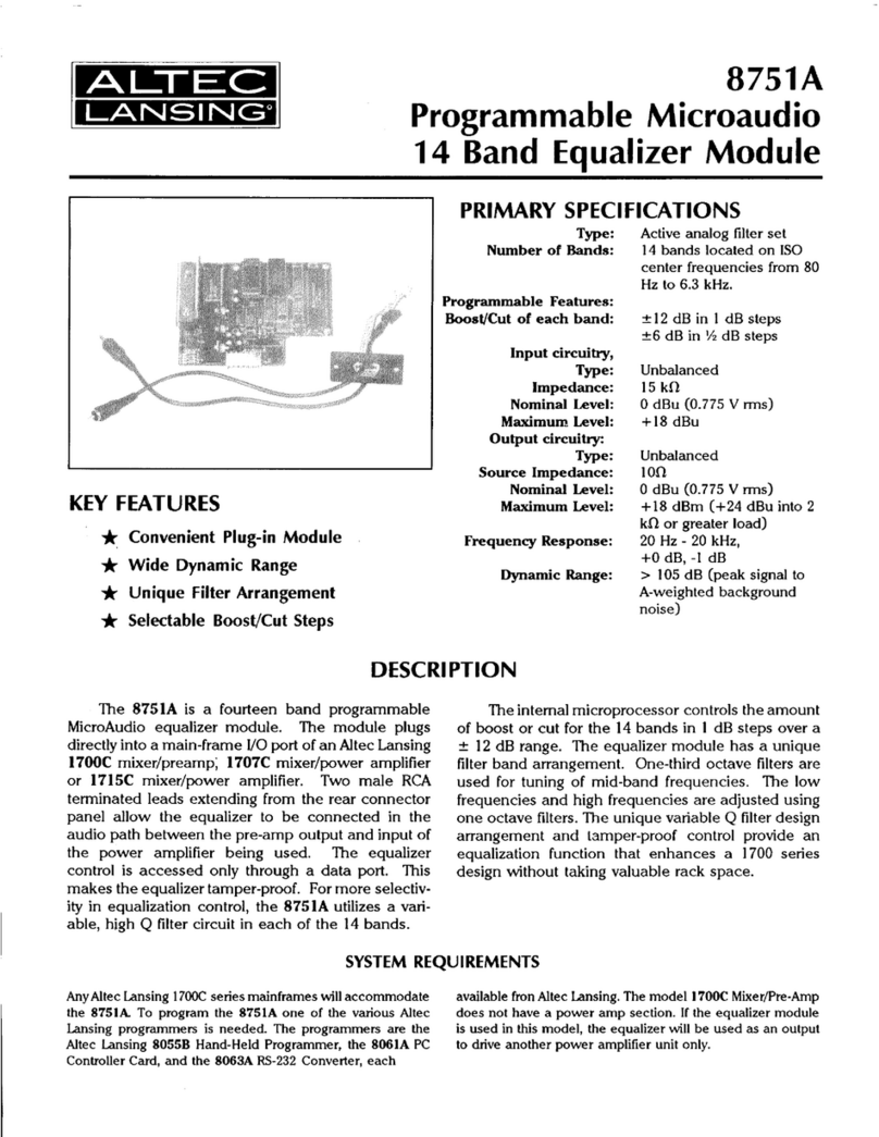 Altec Lansing 8751A SIGNAL PROCESSING User manual Altec Lansing 8751A SIGNAL PROCESSING User manual