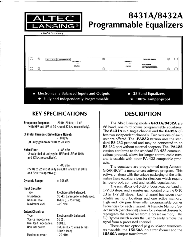 Altec Lansing 8431A SIGNAL PROCESSING User manual Altec Lansing 8431A SIGNAL PROCESSING User manual