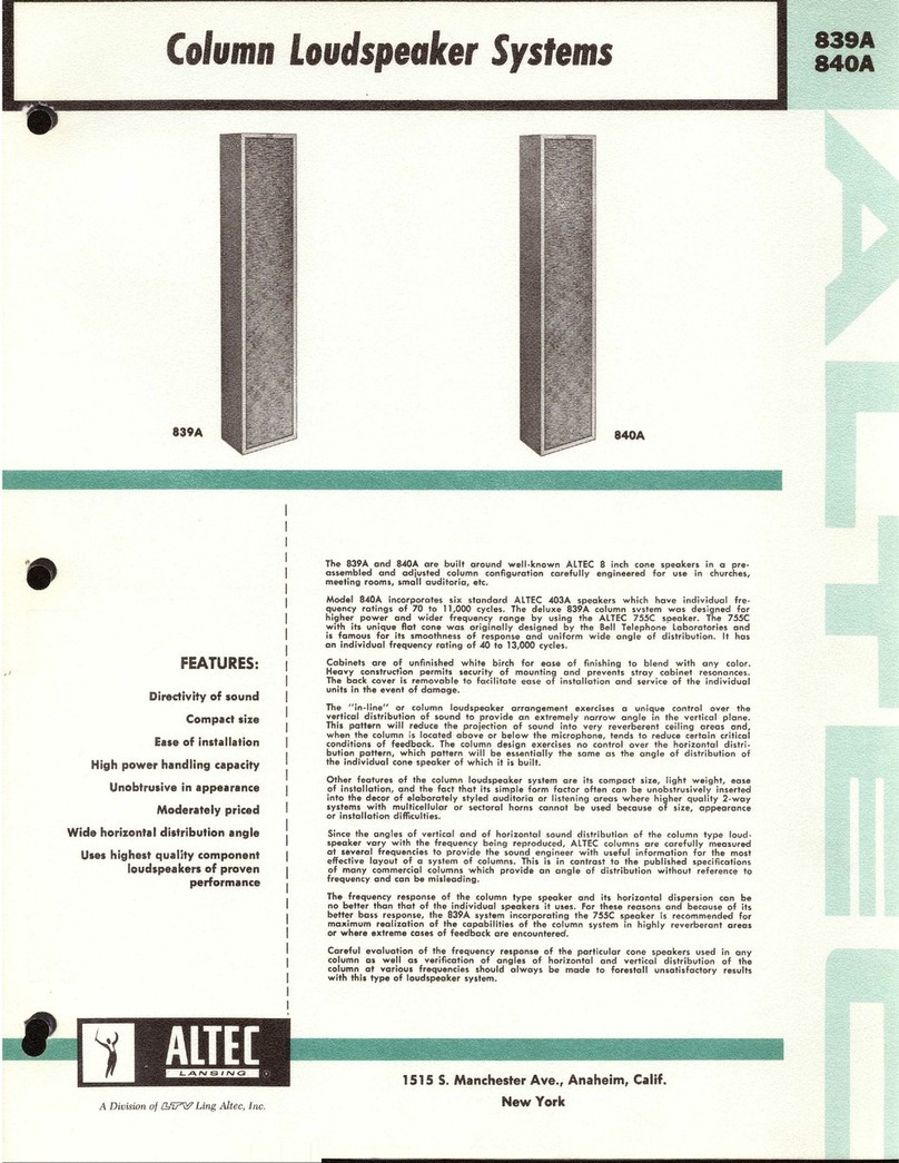 Altec Lansing 839A SPEAKER SYSTEM User manual Altec Lansing 839A SPEAKER SYSTEM User manual