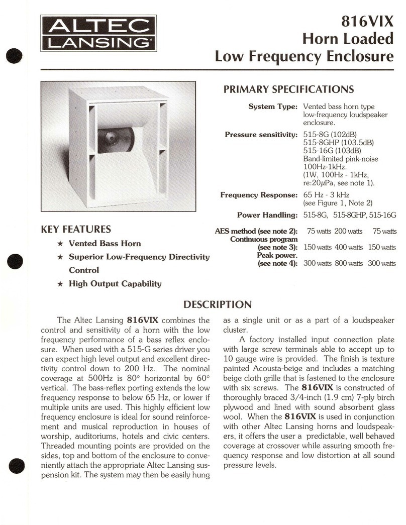 Altec Lansing 816VIX LF SPEAKER CABINET manual