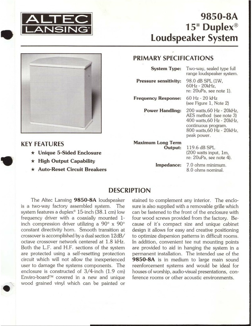 Altec Lansing 9850-8A SPEAKER SYSTEM User manual