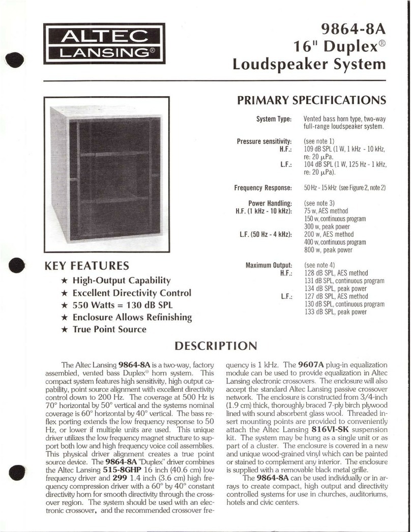 Altec Lansing 9864-8A SPEAKER SYSTEM manual