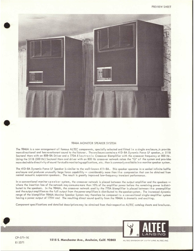 Altec Lansing 9846A SPEAKER SYSTEM User manual