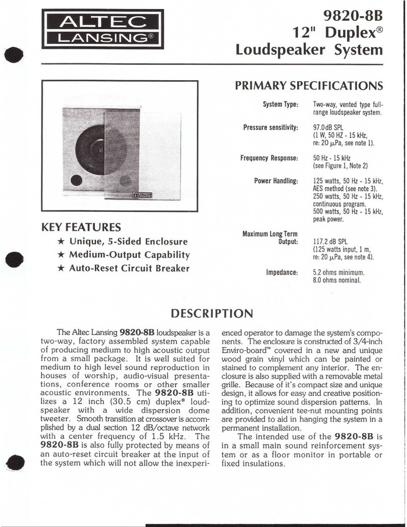 Altec Lansing 9820-8A SPEAKER SYSTEM User manual