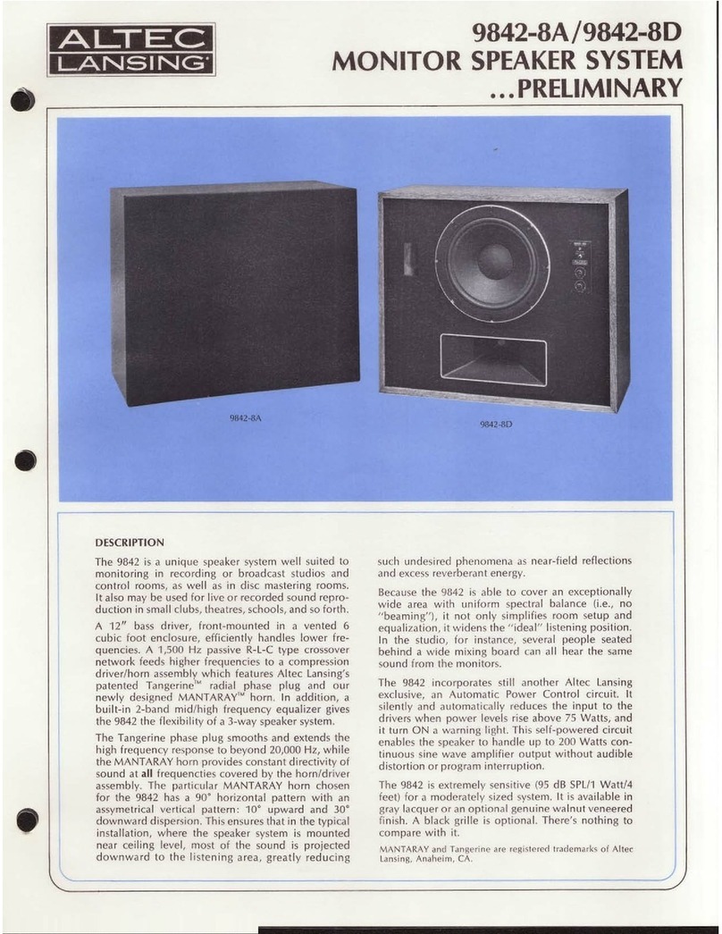 Altec Lansing 9842-8A SPEAKER SYSTEM manual