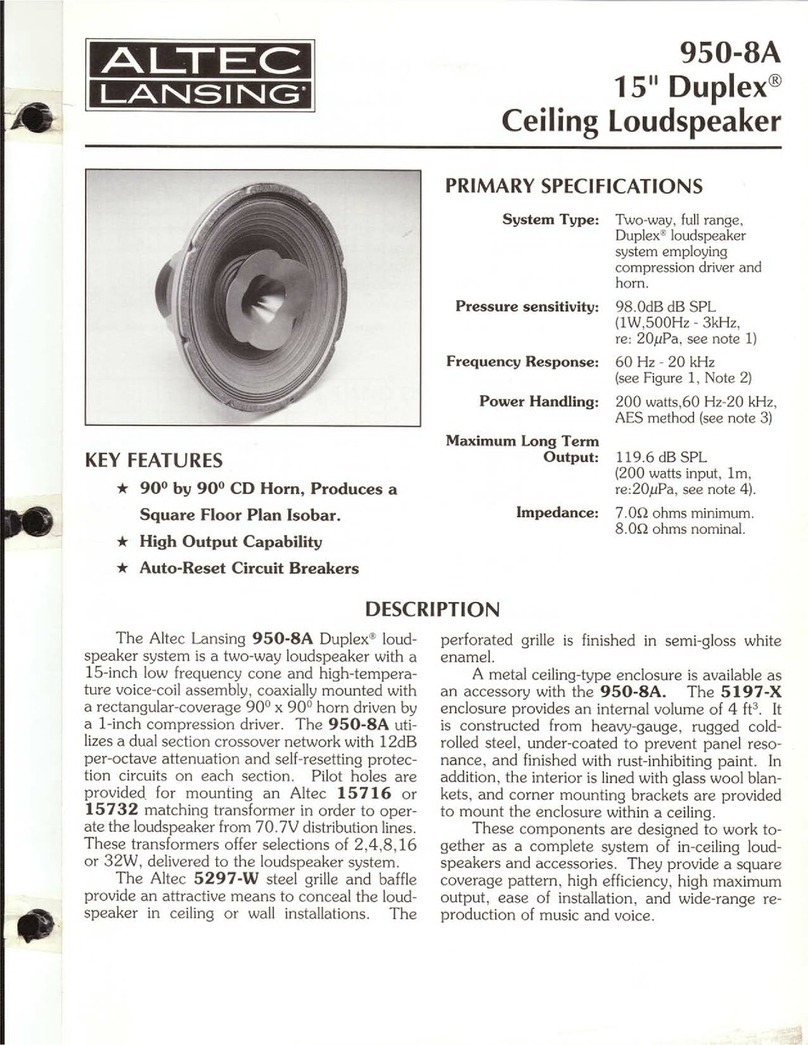 Altec Lansing 950-8A CEILING SPEAKER User manual