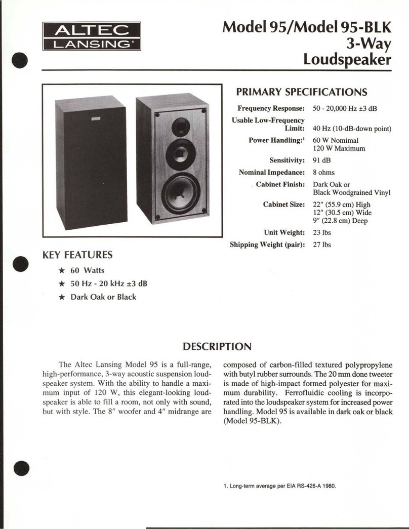 Altec Lansing 95-BK SPEAKER SYSTEM User manual