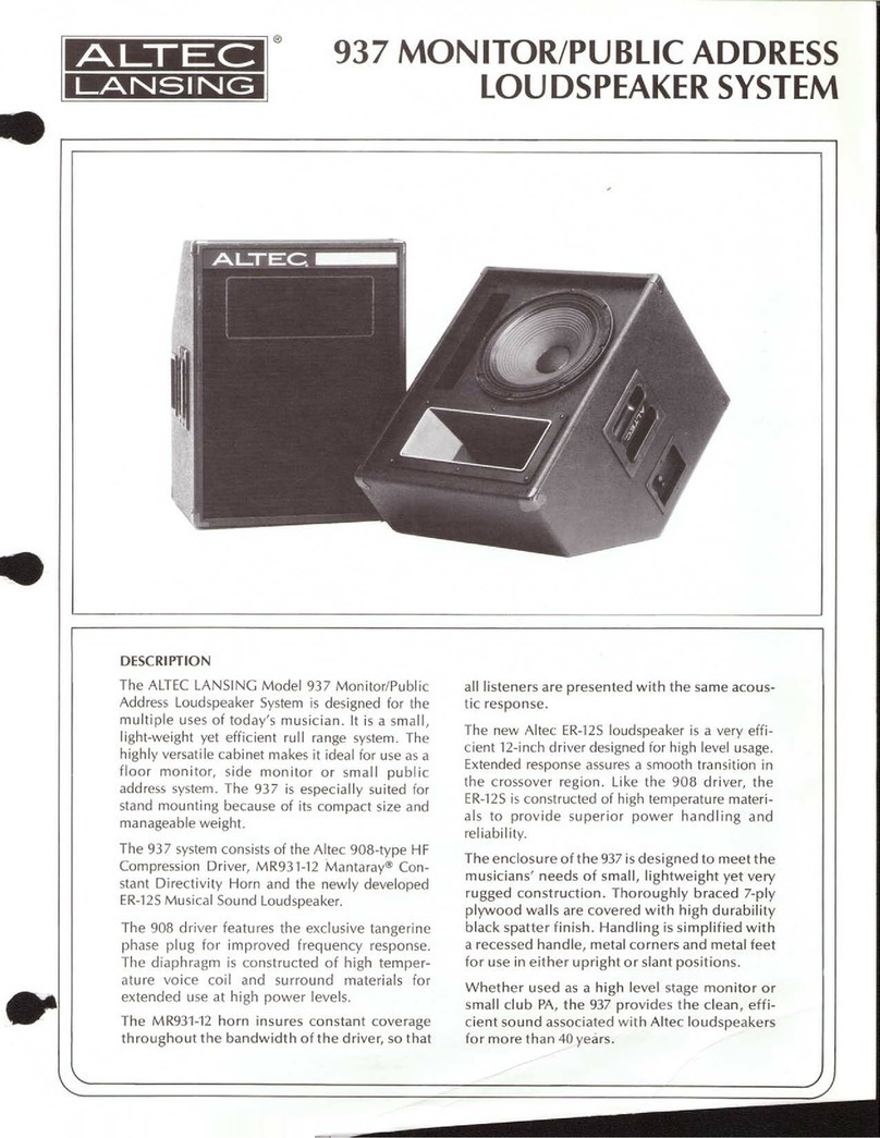 Altec Lansing 937 SPEAKER SYSTEM User manual